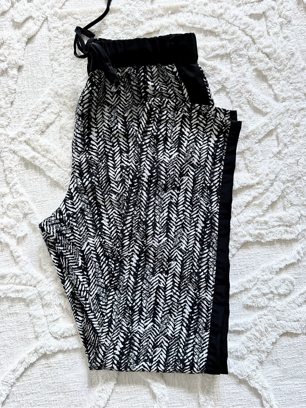 Vince Camuto Black White Printed Tuxedo Stripe Jogger Pants Size Small